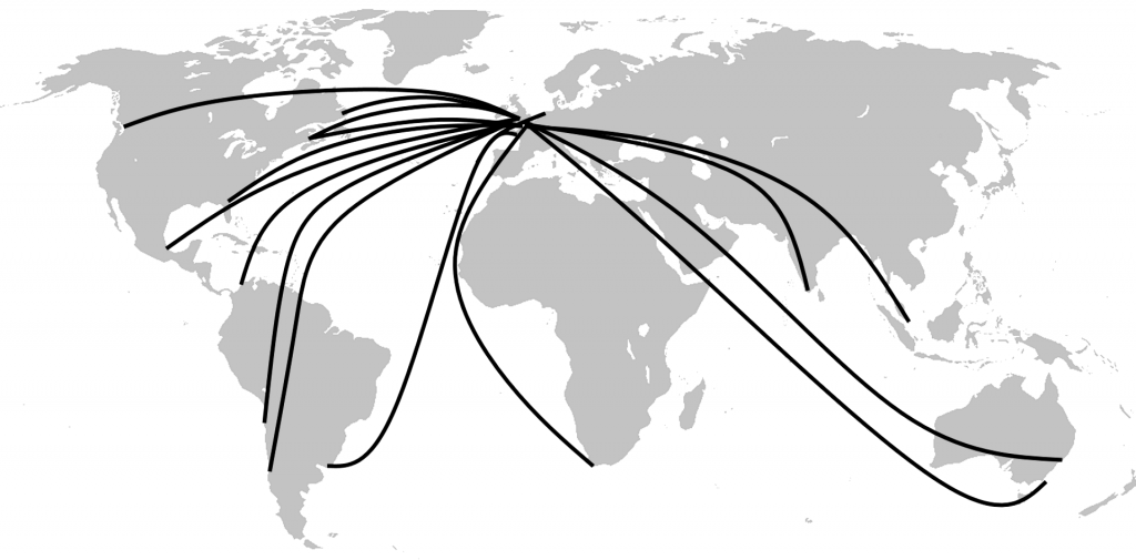 Transport samocodów, mapa